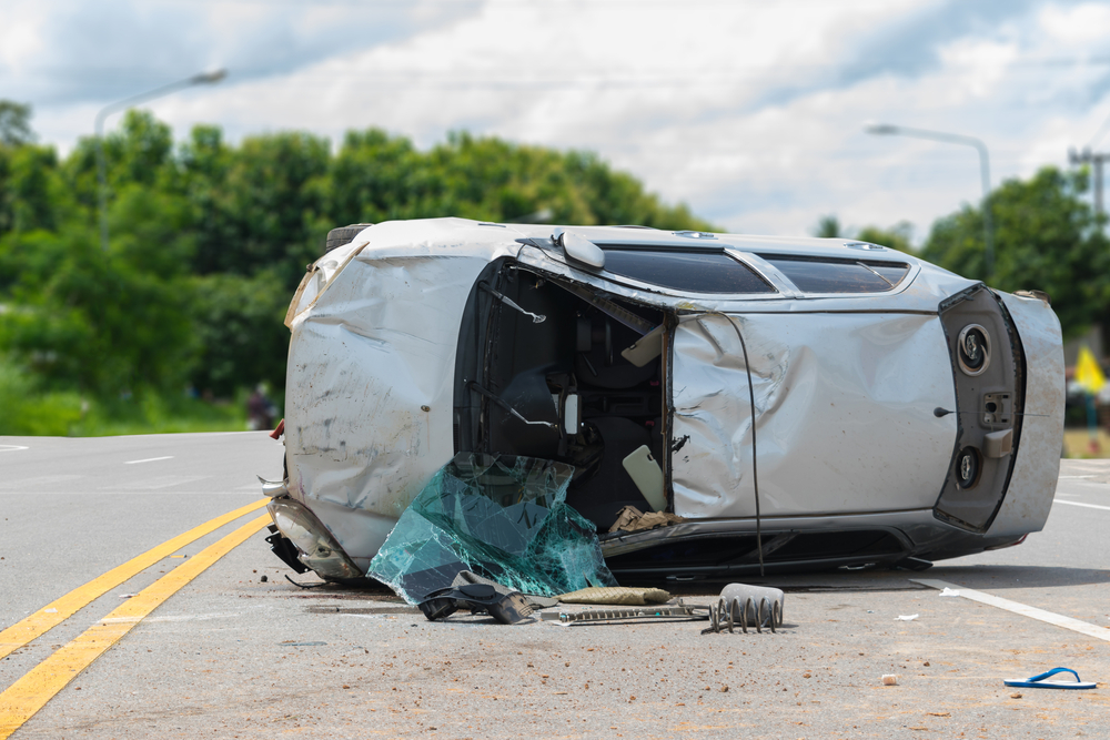 East Orange – Van Overturns Near House, Driver Injured